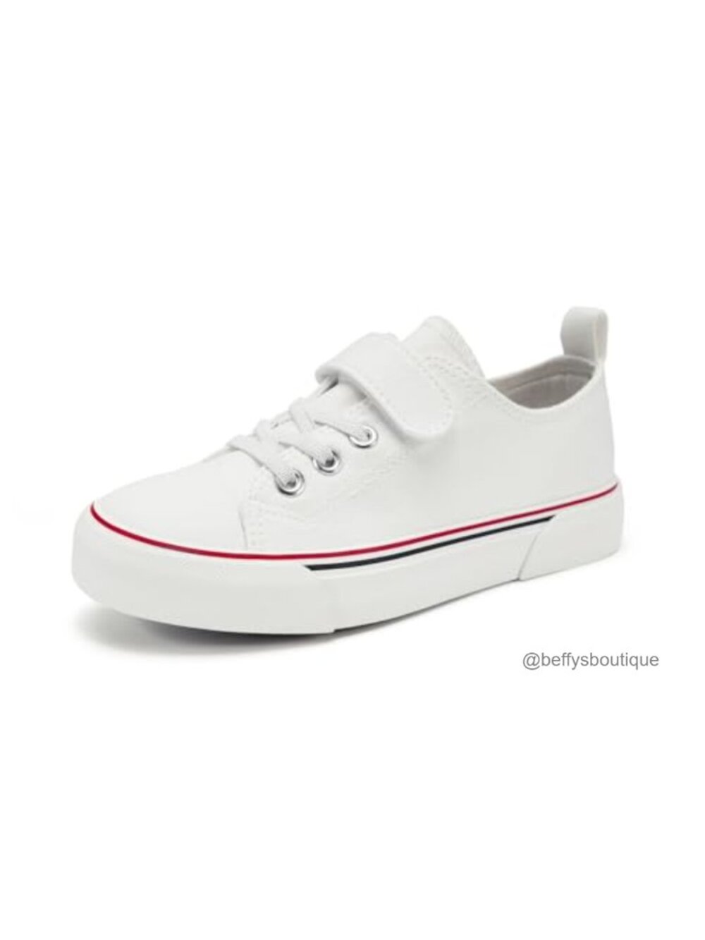 Toddler Kids Low Top Canvas Sneakers Adjustable Strap No Lace